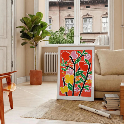 space stunning botanical poster vibrant green orange hues beautiful wall art perfect gift addition home decor sizes A4 cm A0